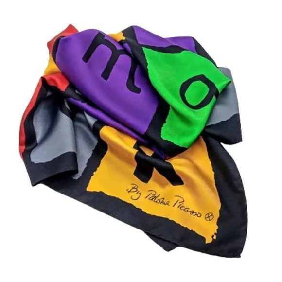 Vintage Paloma Picasso Color Block Square Silk Scarf